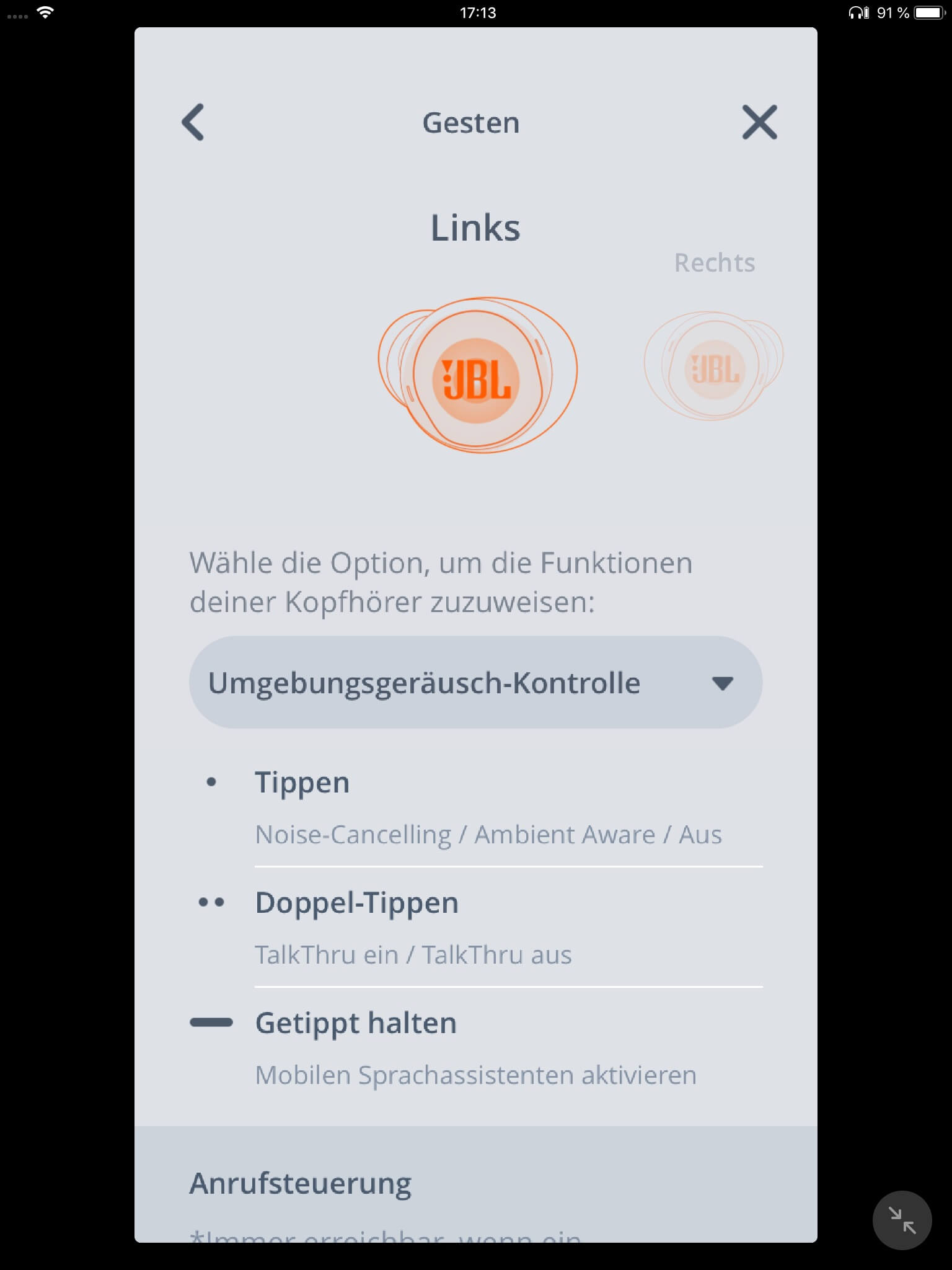 Remote-Zuweisung III_JBL App