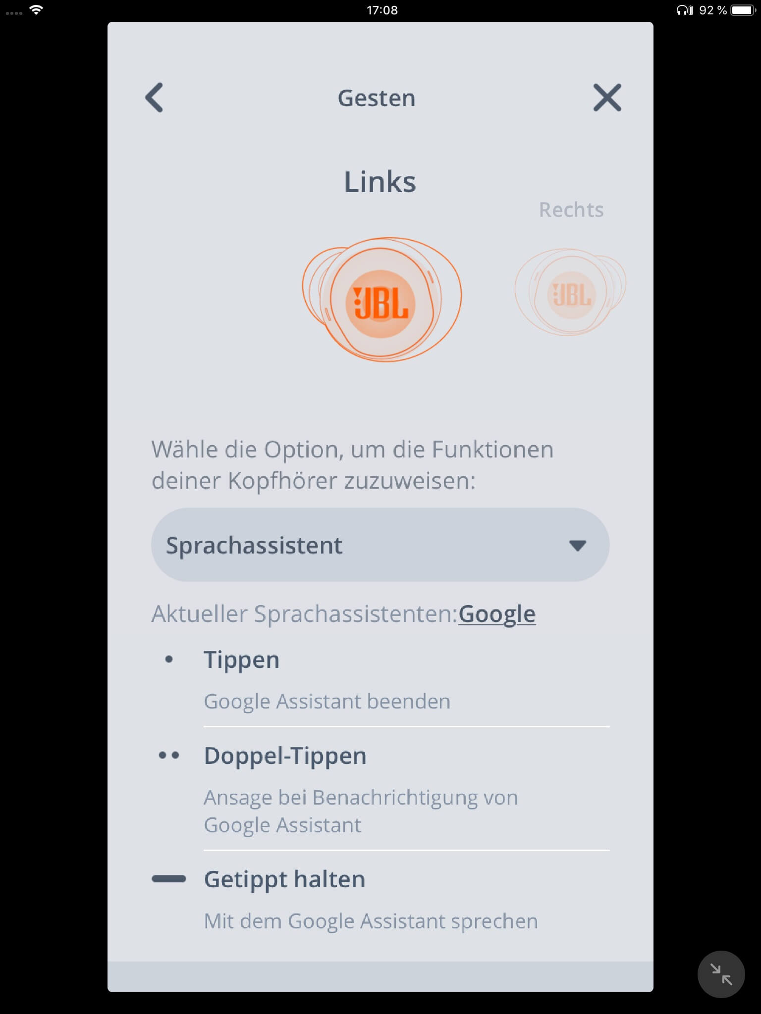 Remote-Zuweisung I_JBL App