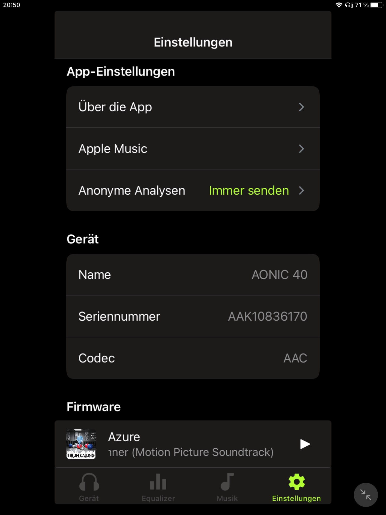 App-Einstellungen I_Shure Plus Play App