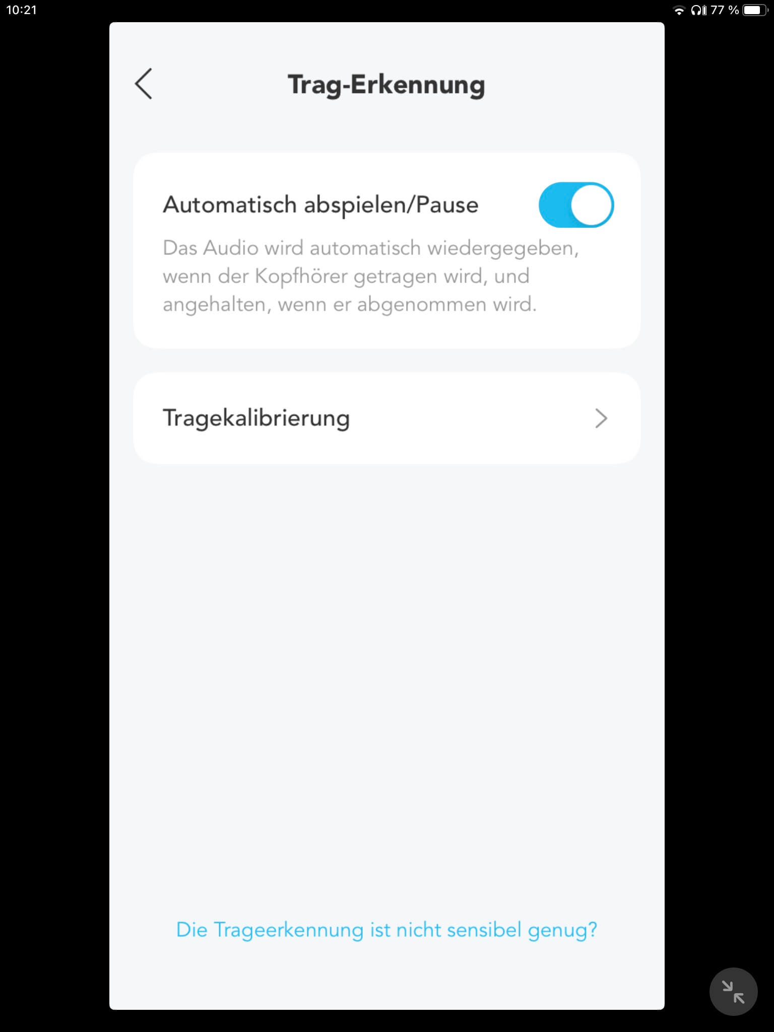 Trageerkennung_Soundcore App