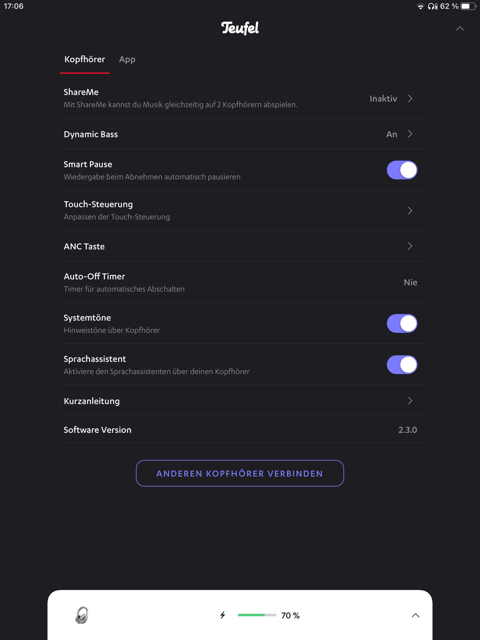 Einstellungen_Teufel Headphone App