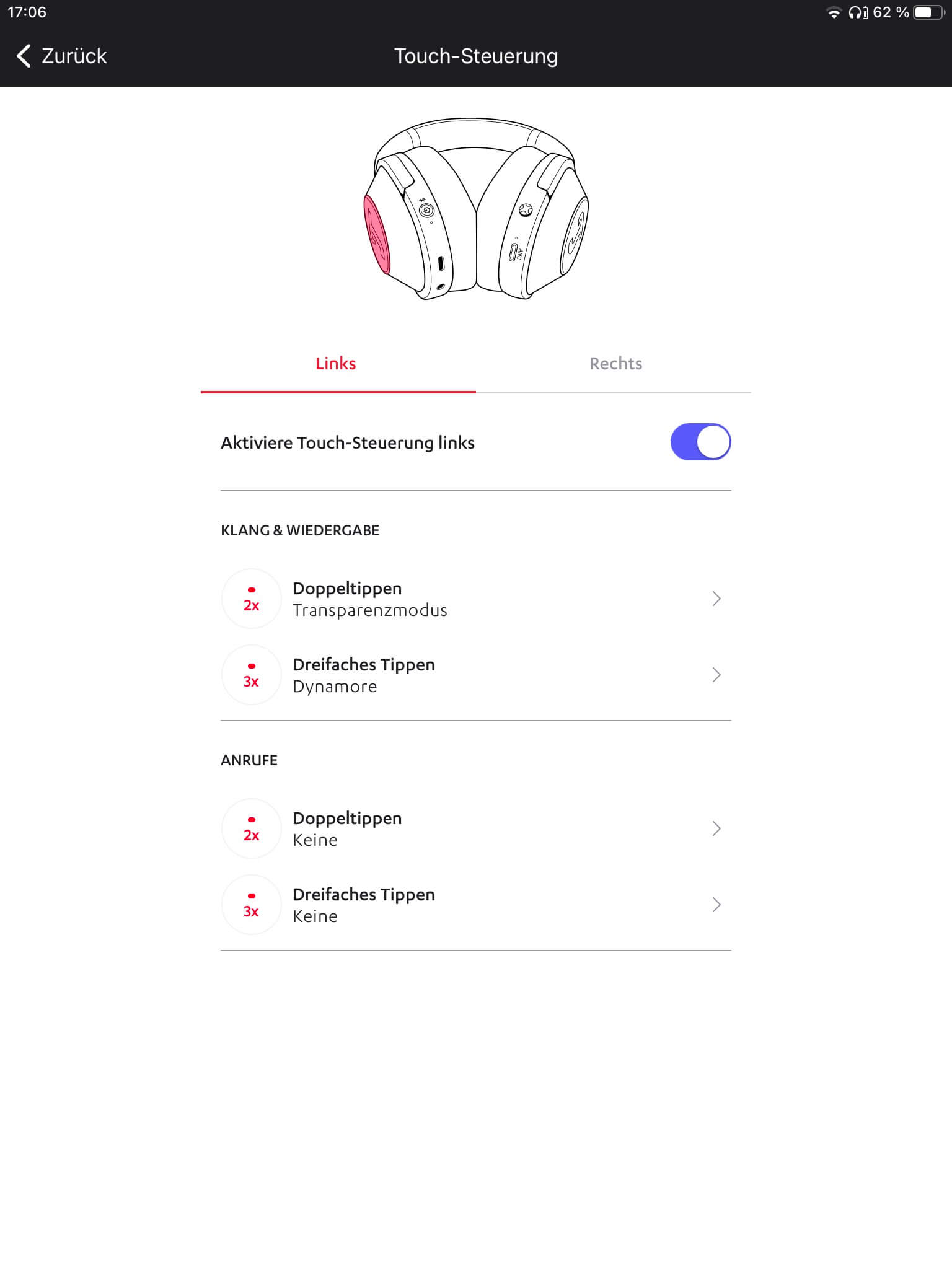 Touch-Steuerung I_Teufel Headphone App