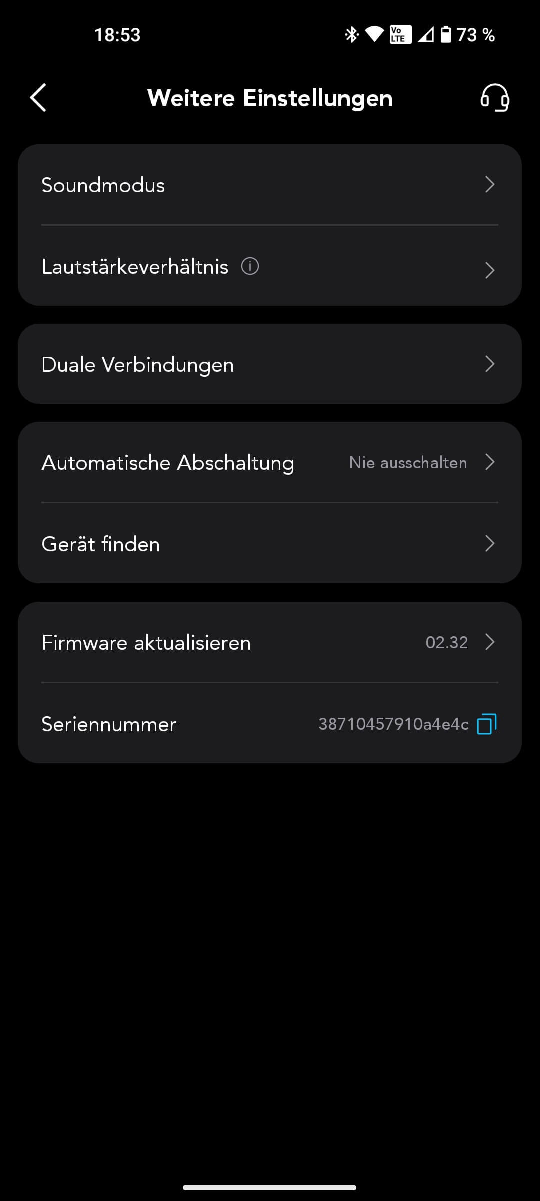 Einstellungen_Soundcore App AeroFit Pro