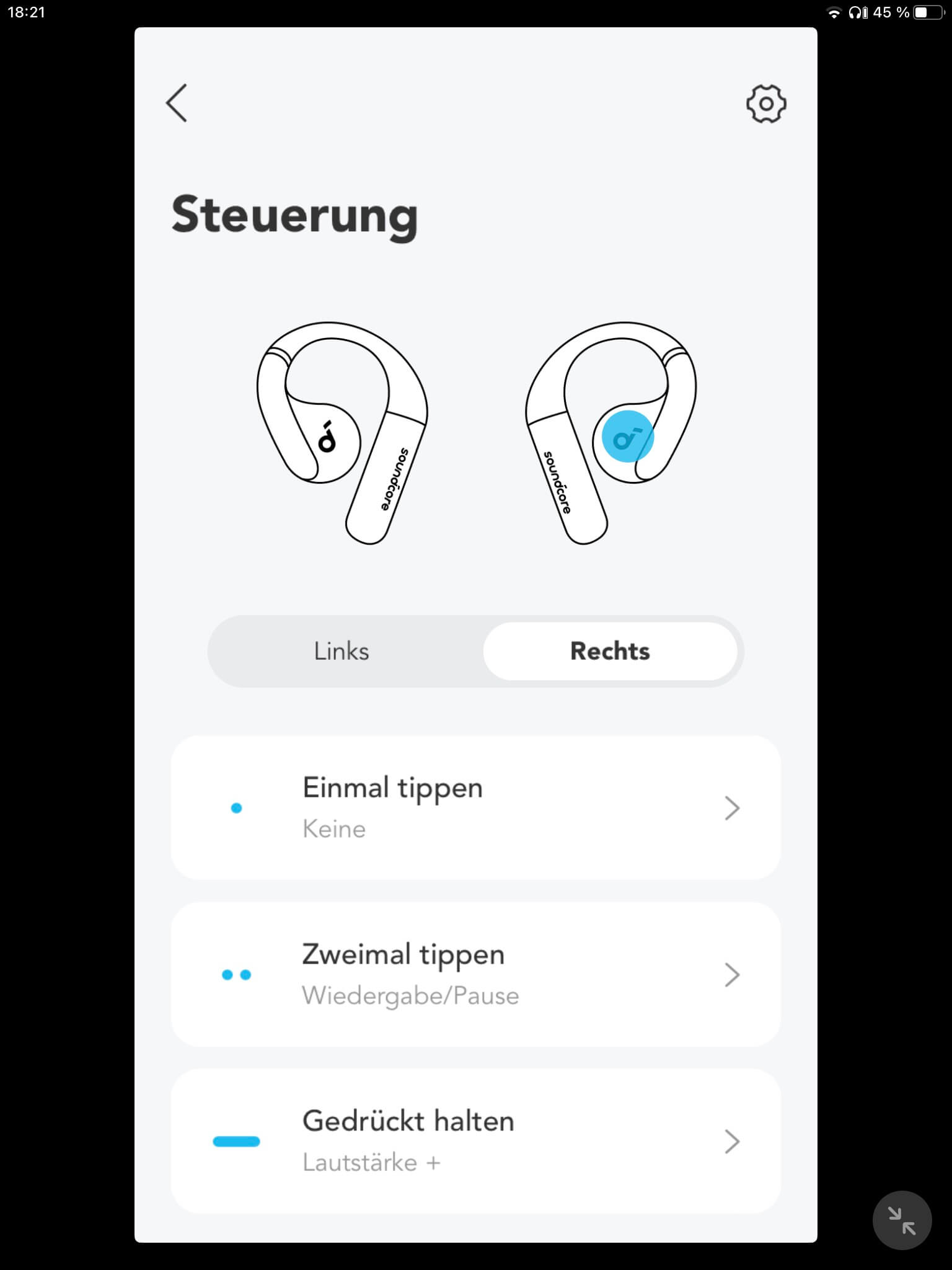 Touch-Steuerung II_Soundcore App AeroFit