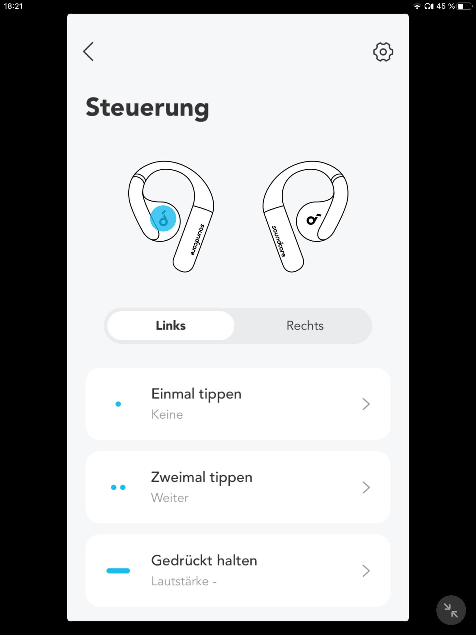 Touch-Steuerung I_Soundcore App AeroFit