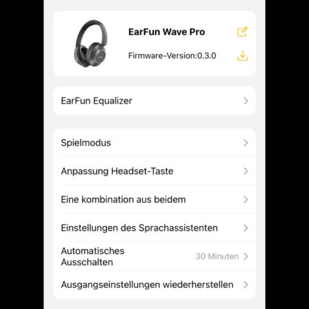 Einstellungen_EarFun Audio App