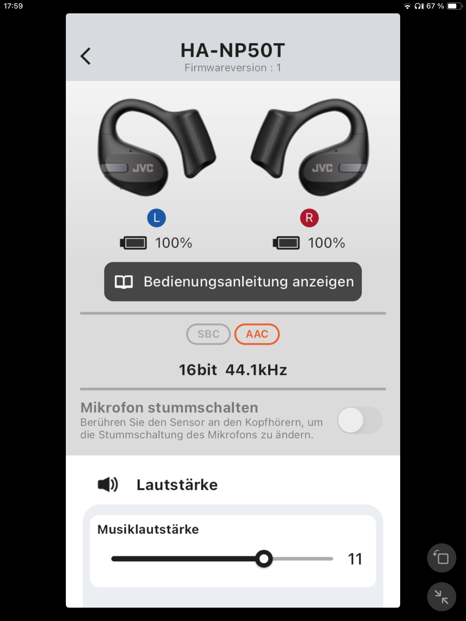Screenshot I_JVC Headphones App