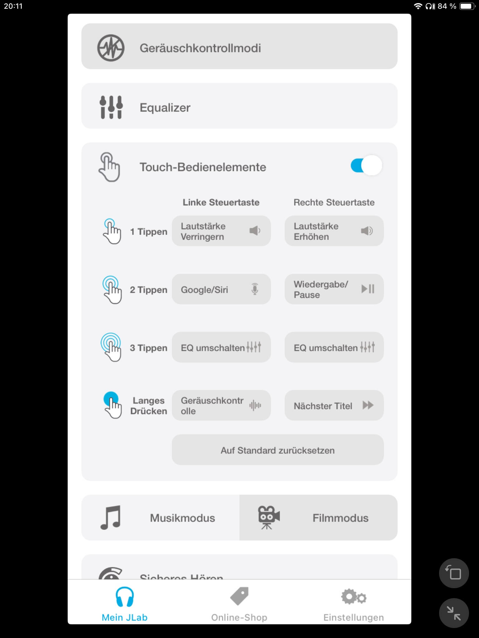 Touch-Steuerung_JLab App