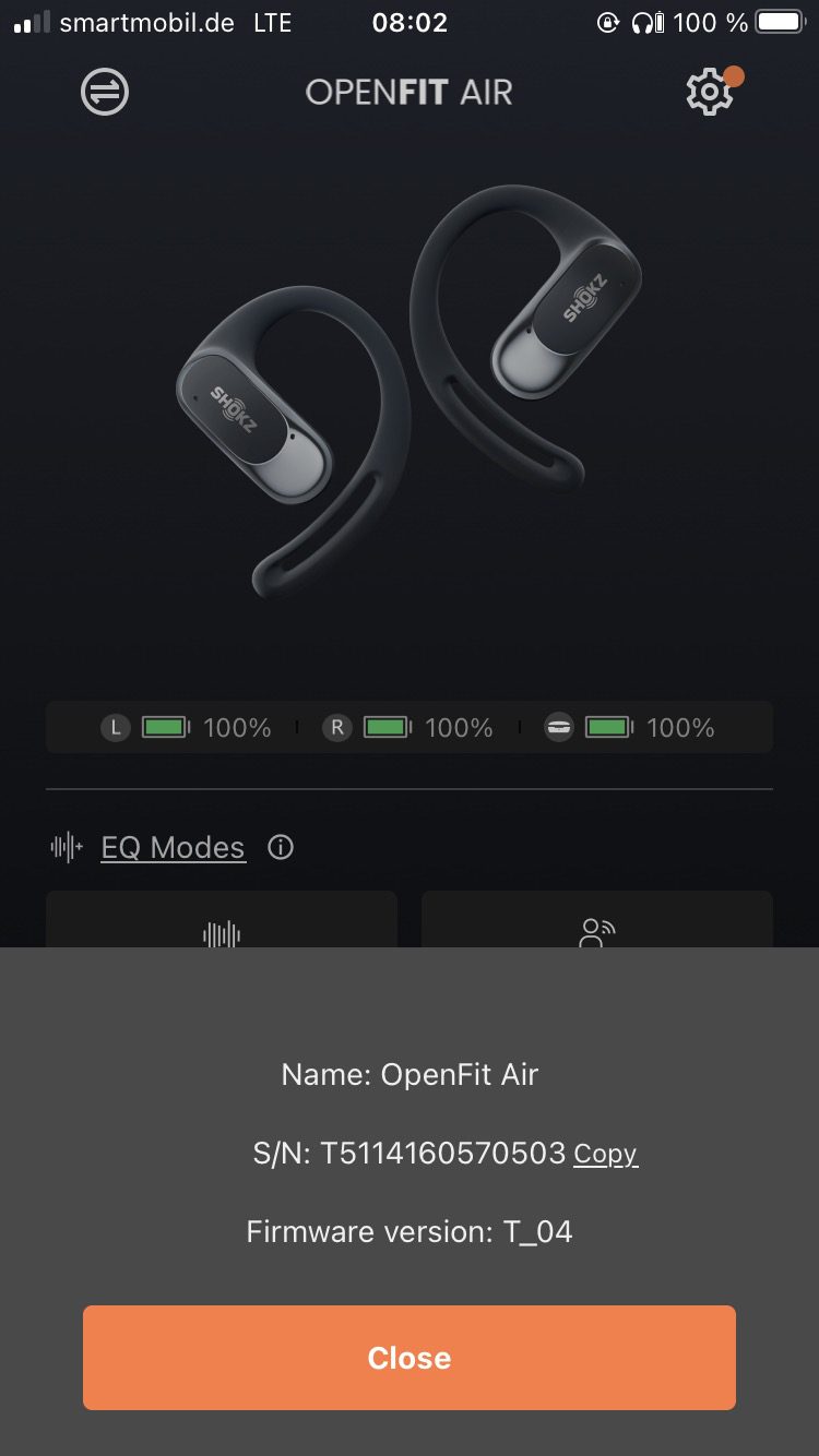 Shokz OpenFit Air App