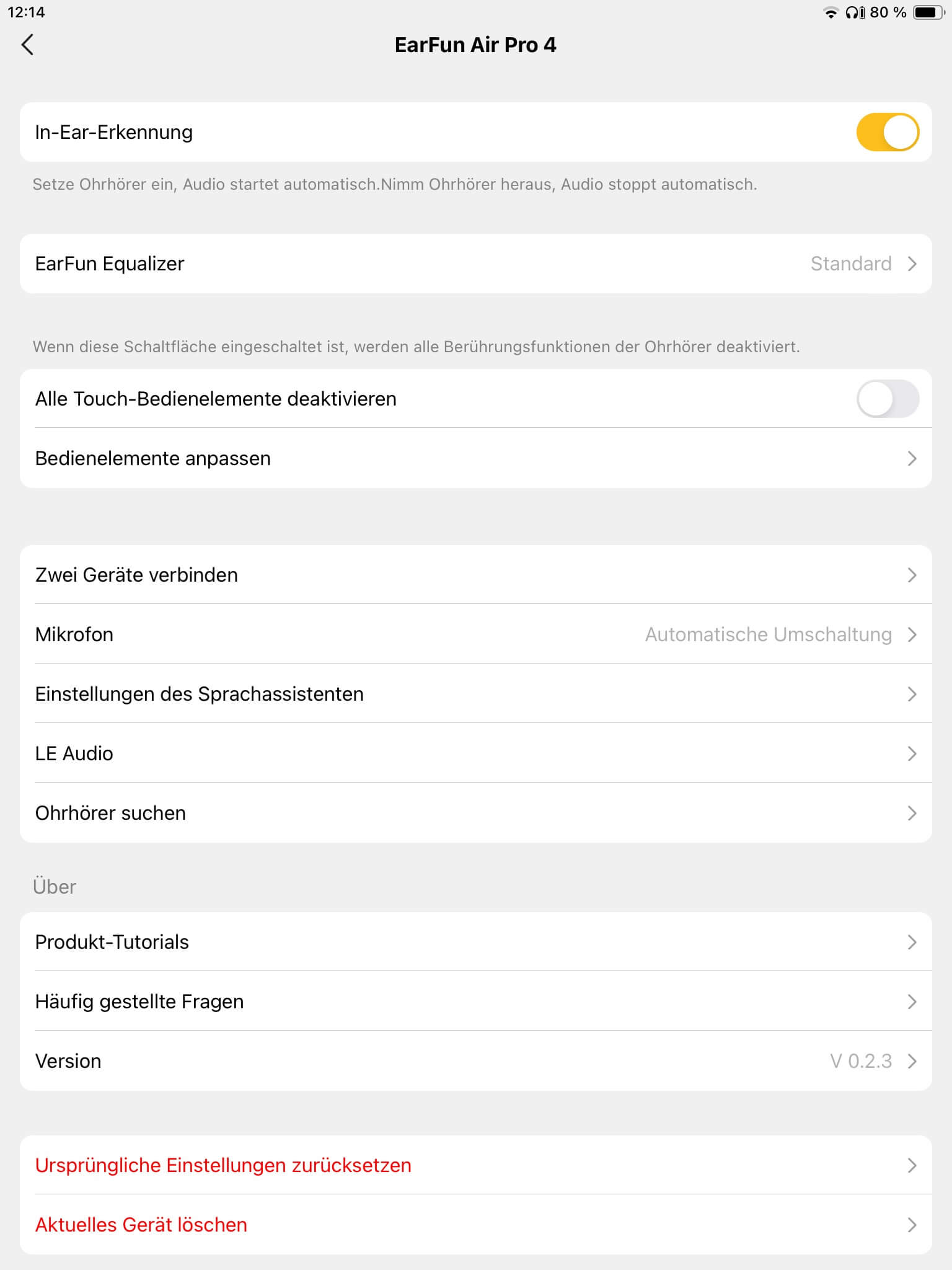 Startseite II_EarFun Audio App