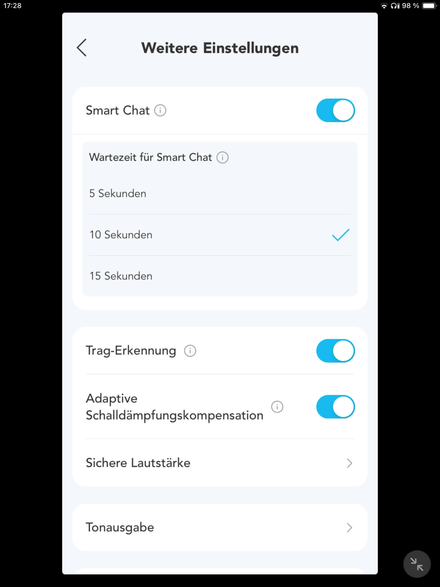 Einstellungen I_Soundcore App