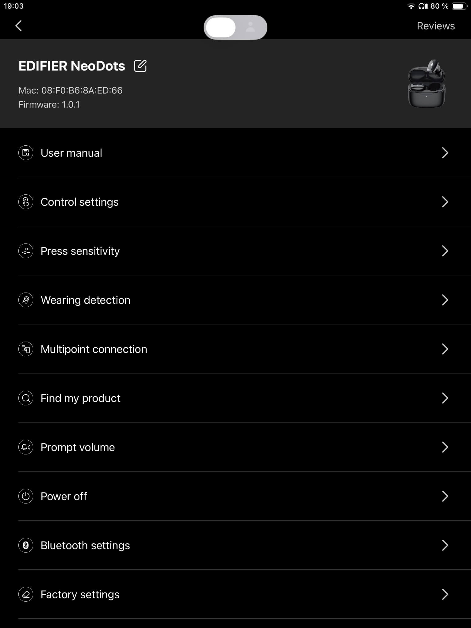 Einstellungen_Edifier Connex App