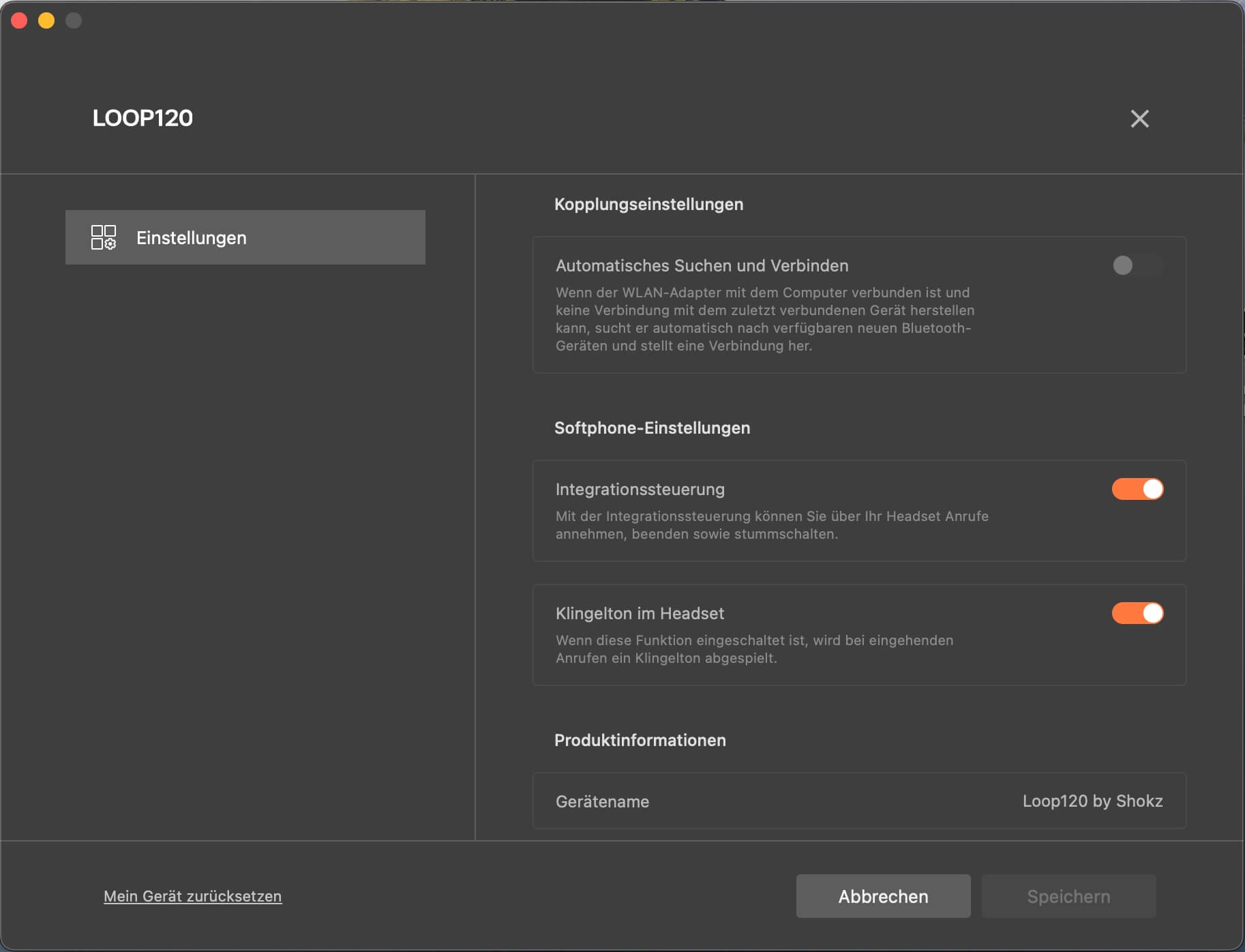 Adapter-Einstellungen_Shokz Connect Software