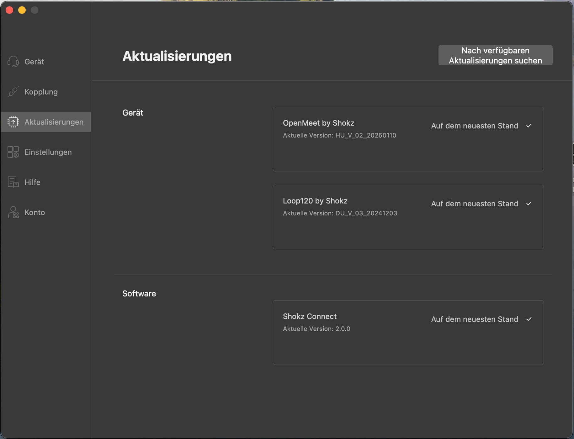 Aktualisierungen_Shokz Connect Software