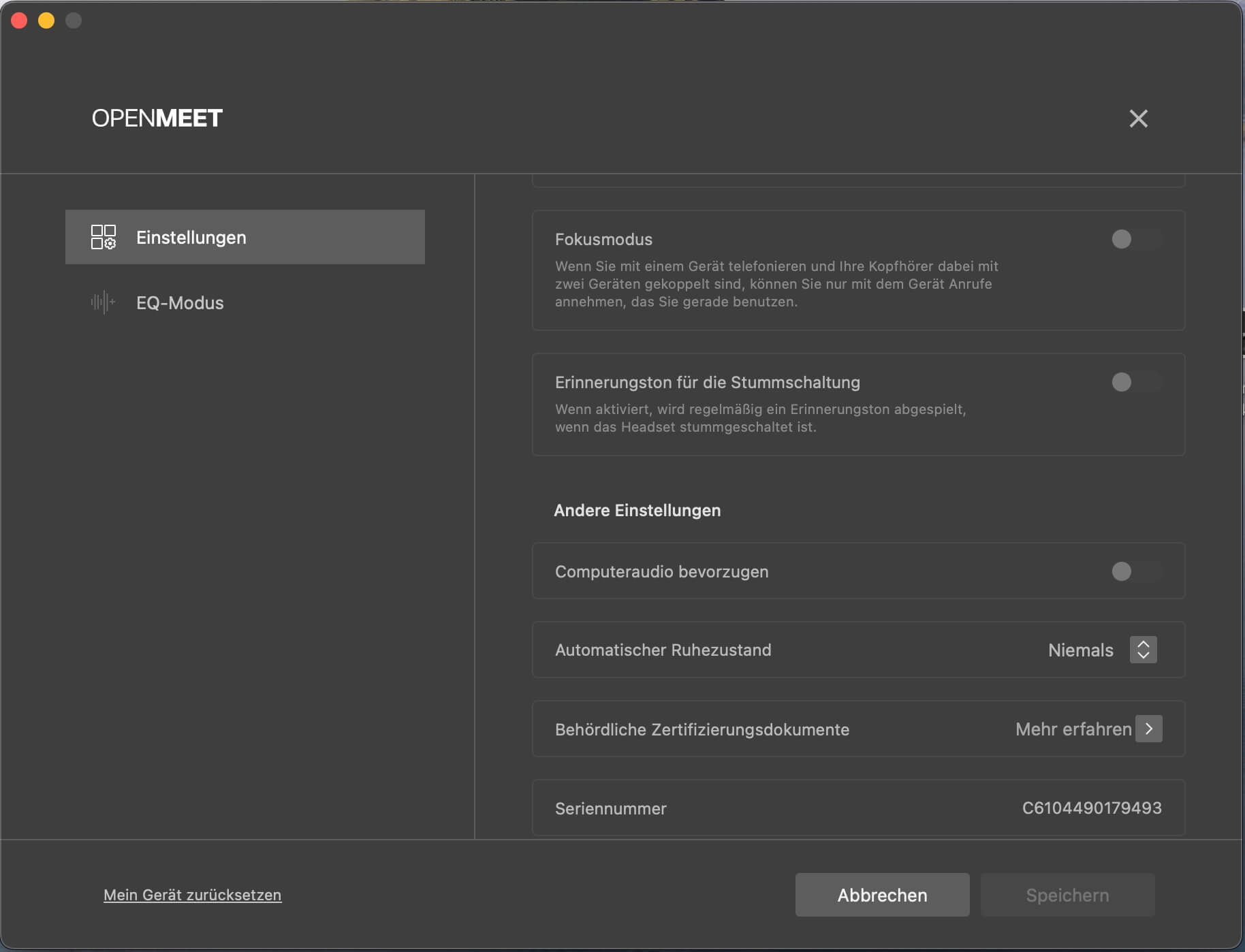 Headset-Einstellungen II_Shokz Connect Software
