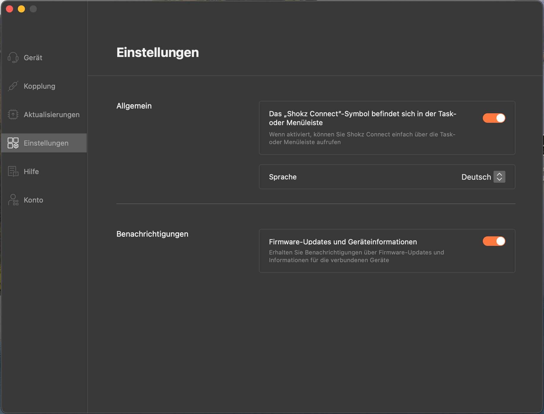 Software-Einstellungen_Shokz Connect Software