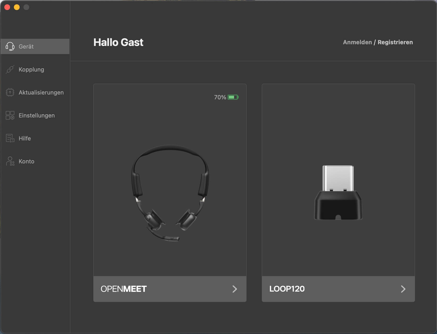 Startseite_Shokz Connect Software