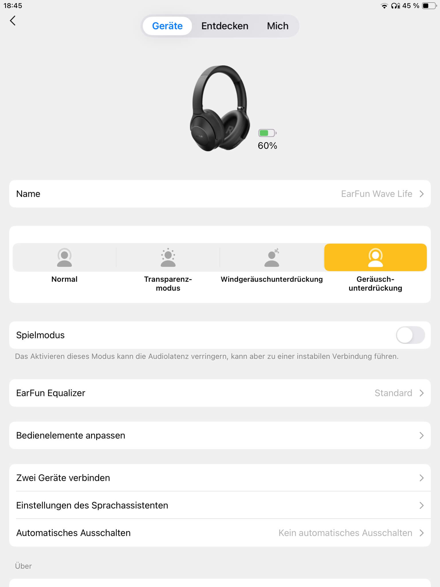 ANC-Modus_EarFun Audio App