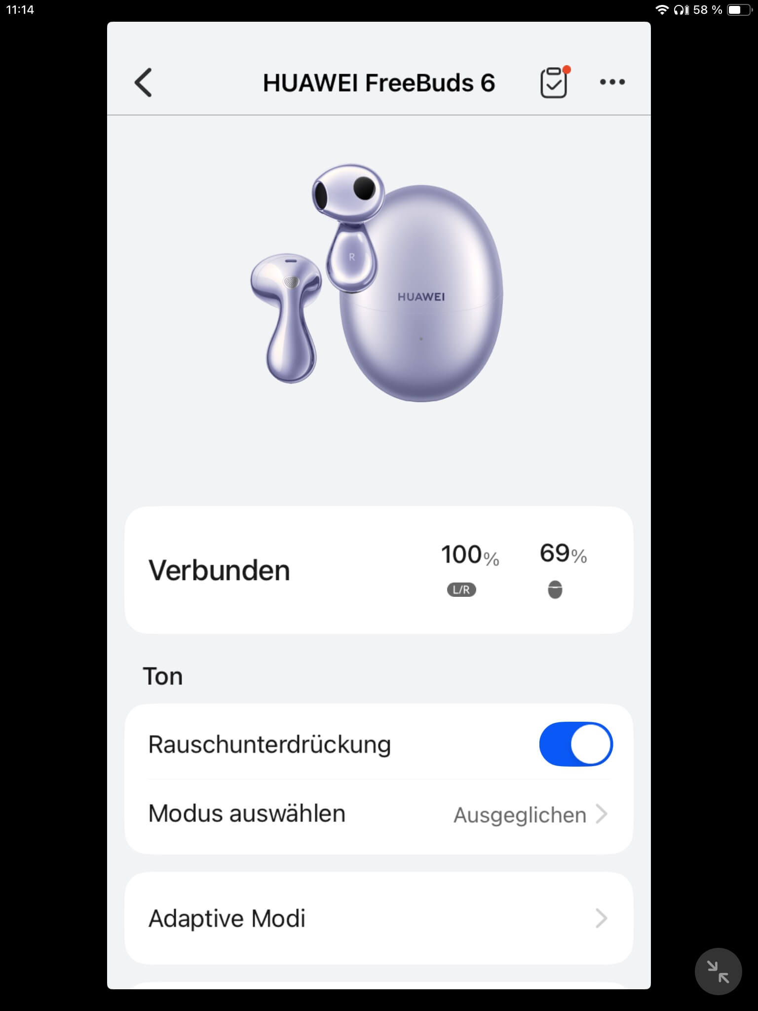 Huawei FreeBuds 6 Startseite I_Huawei App