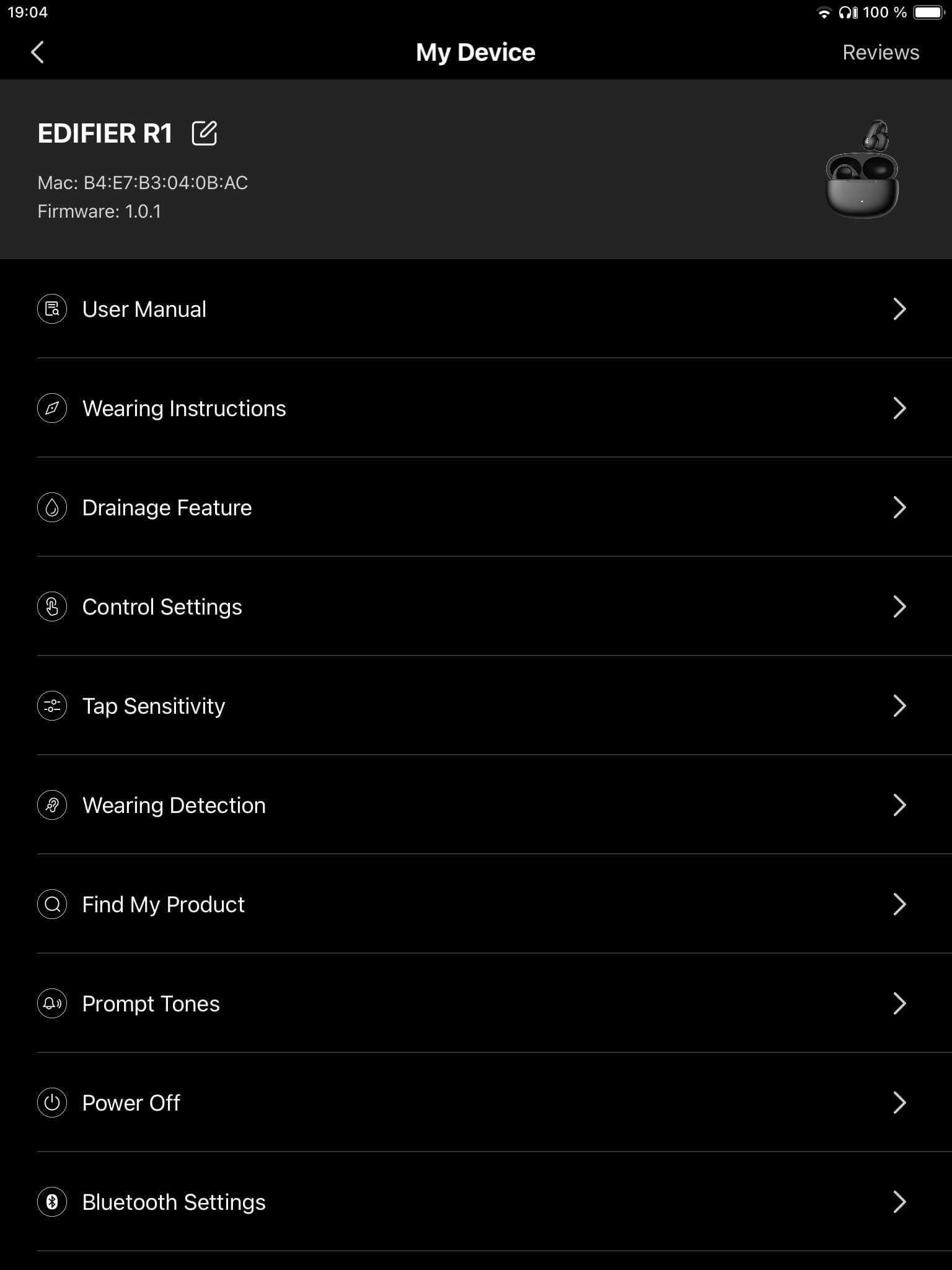 Einstellungen_Edifier ConneX App