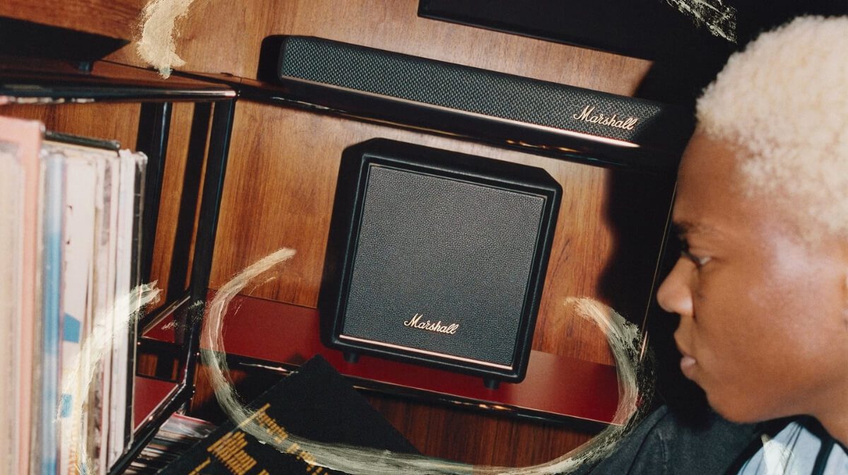 Marshall Heston 60 Soundbar und Heston Sub 200 Subwoofer in Schwarz und Creme