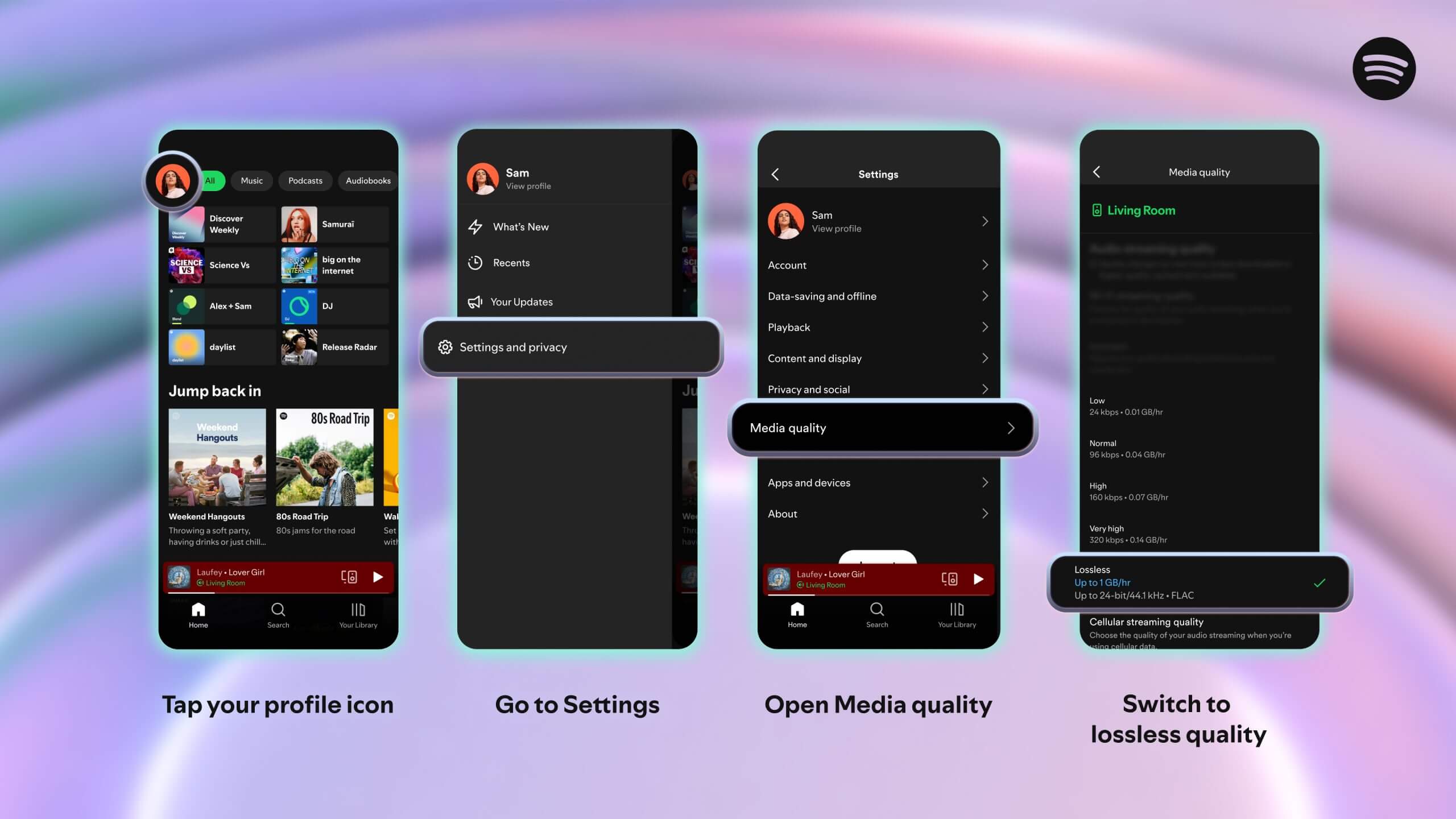 So aktiviert ihr „Lossless“ in der Spotify-App