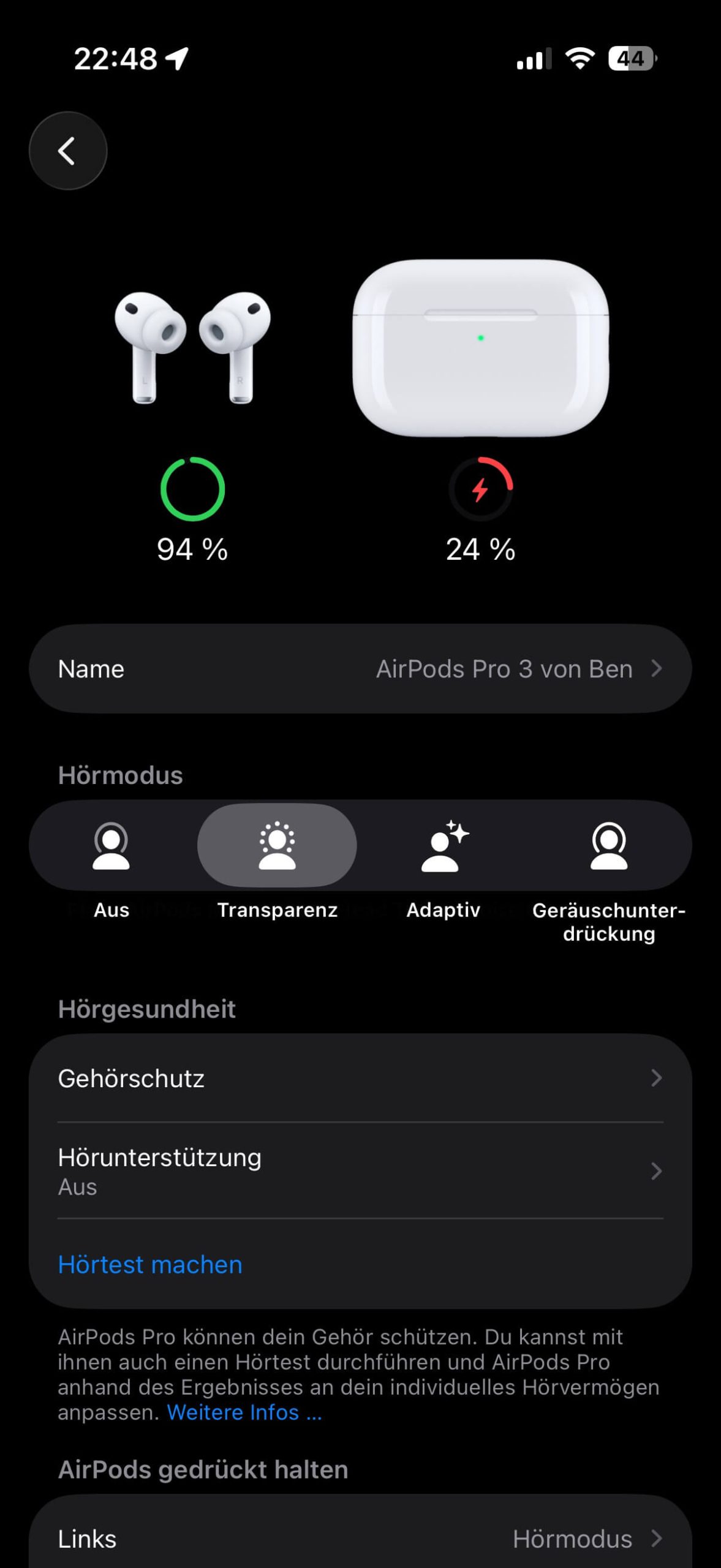 Apple AirPods Pro 3 Systemeinstellungen