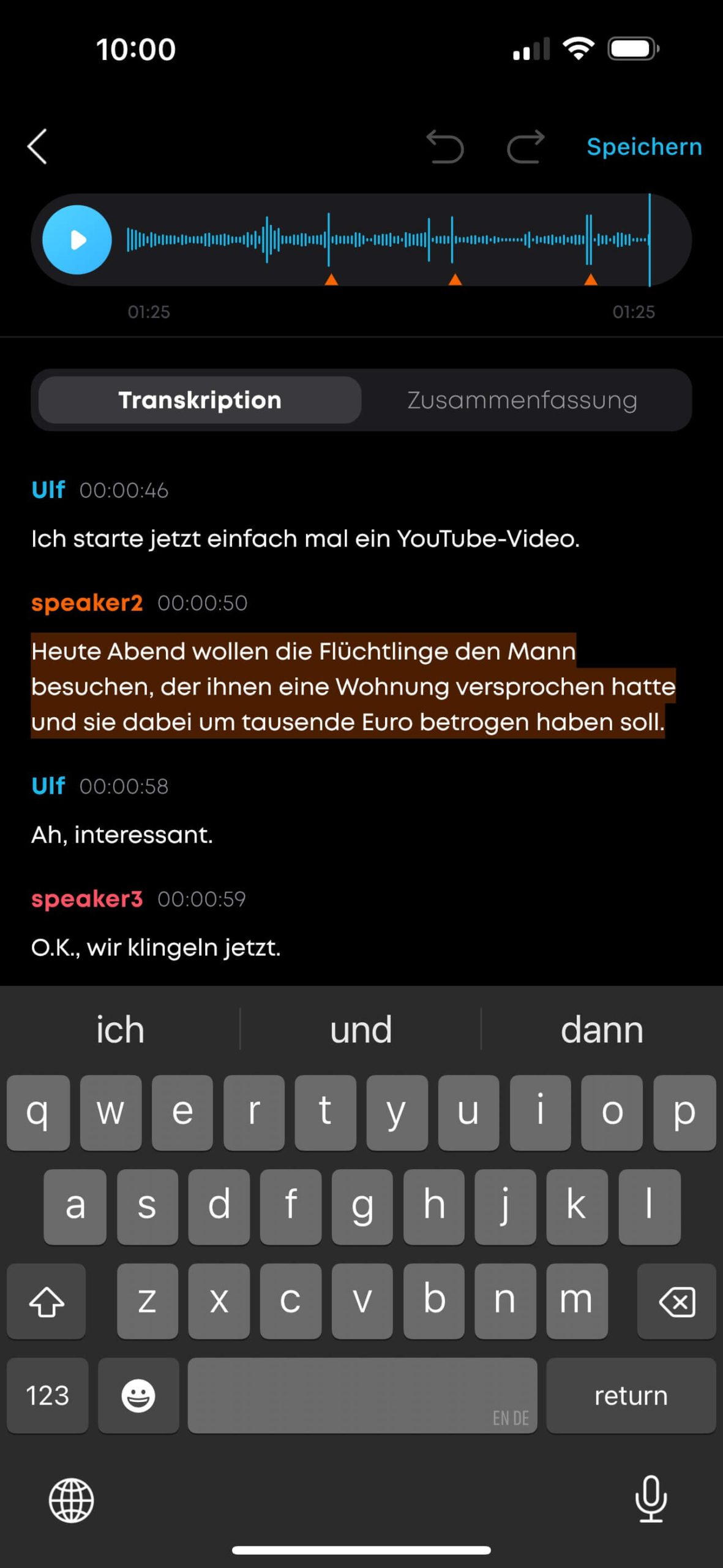 Soundcore Work App DE Transkription