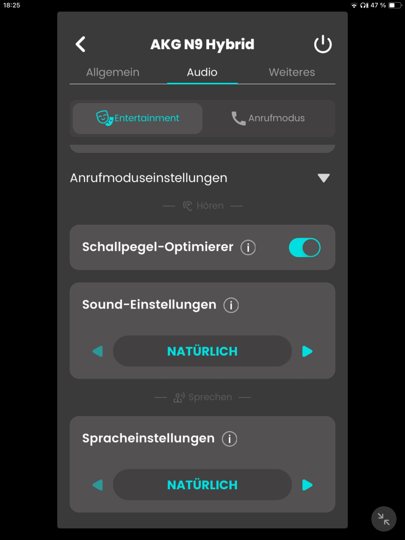 Audioeinstellungen IV_AKG Headphones App