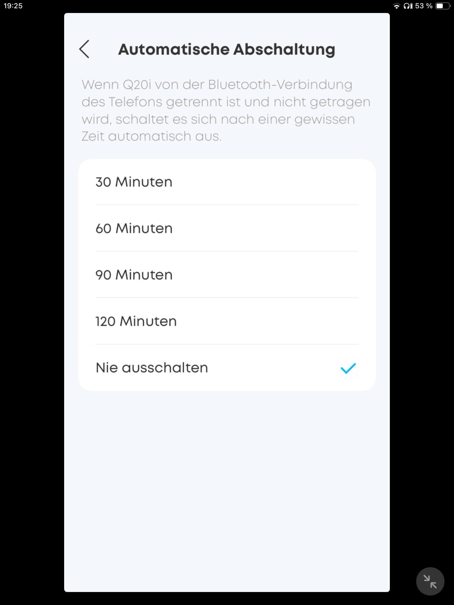 Soundcore Q20i App DE - Abschaltung_Soundcore App