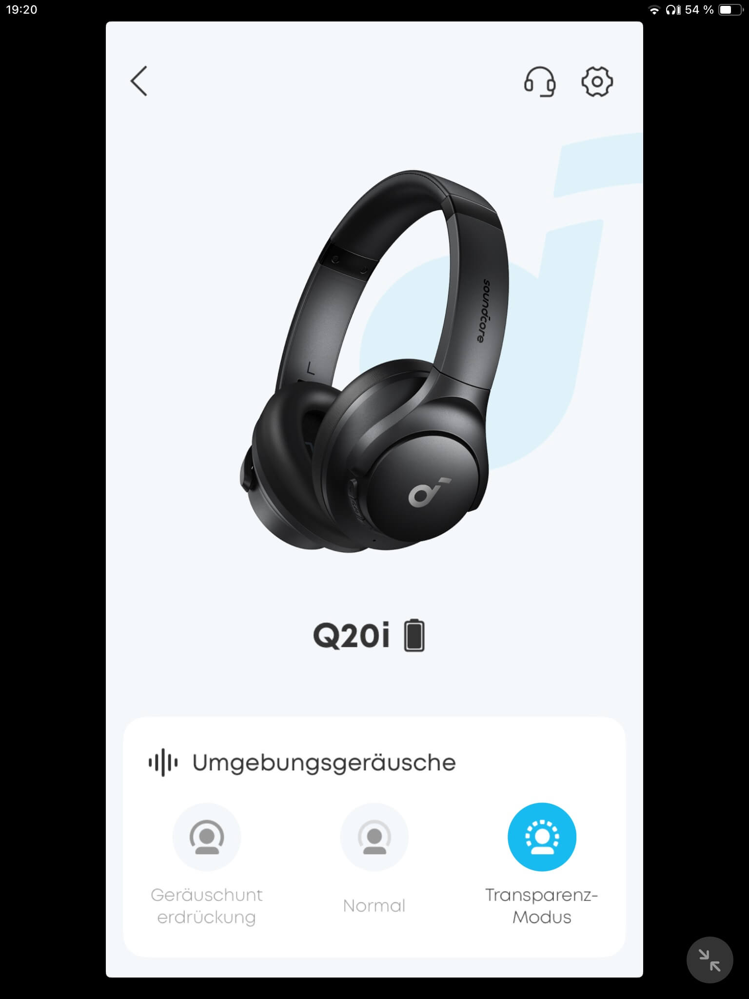 Soundcore Q20i App DE - Transparenzmodus_Soundcore App