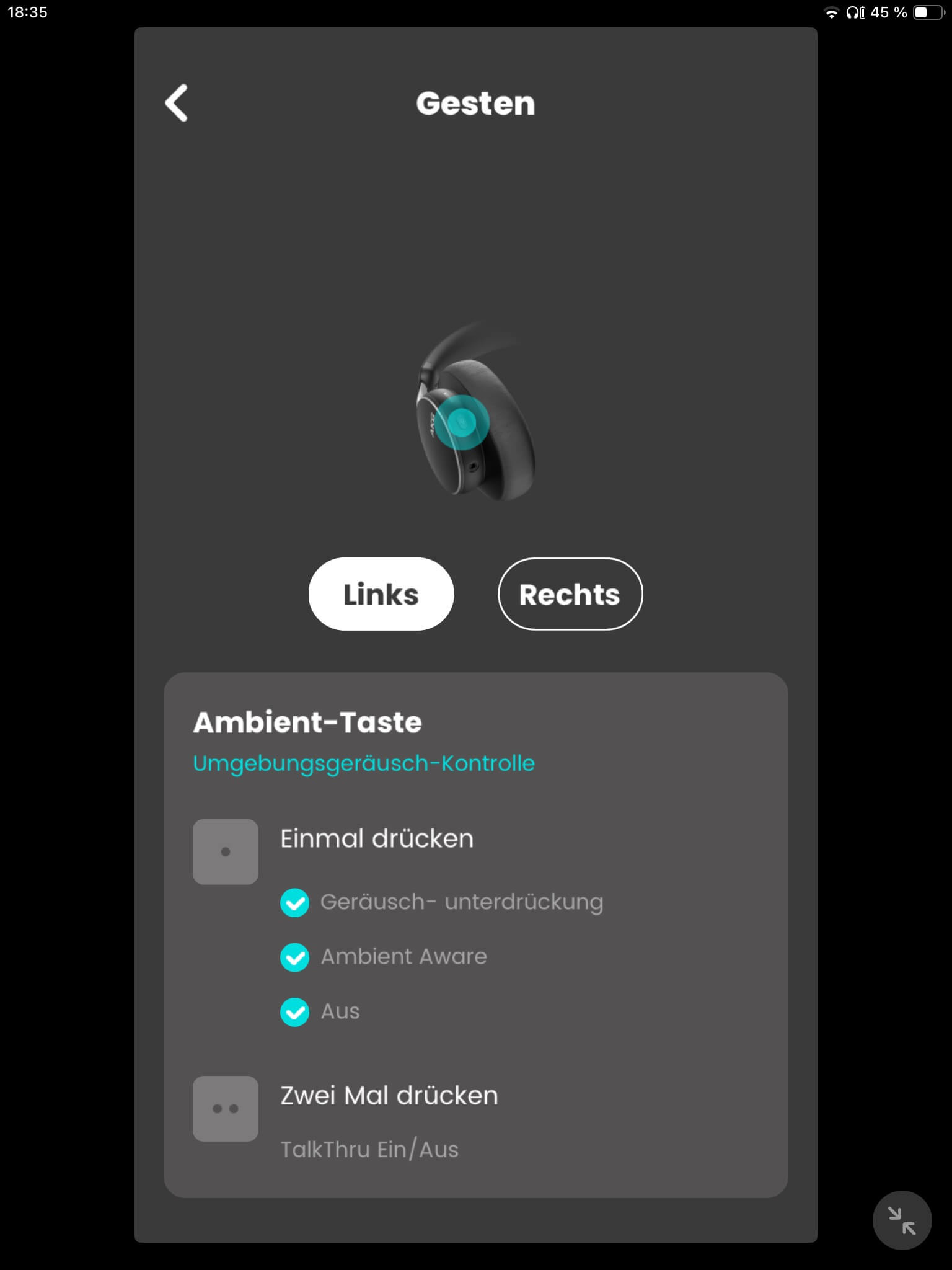 Steuerung I_AKG Headphones App