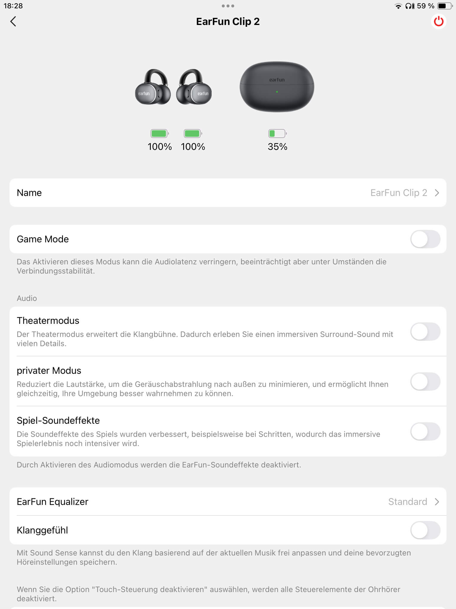 Startseite I_EarFun Audio App