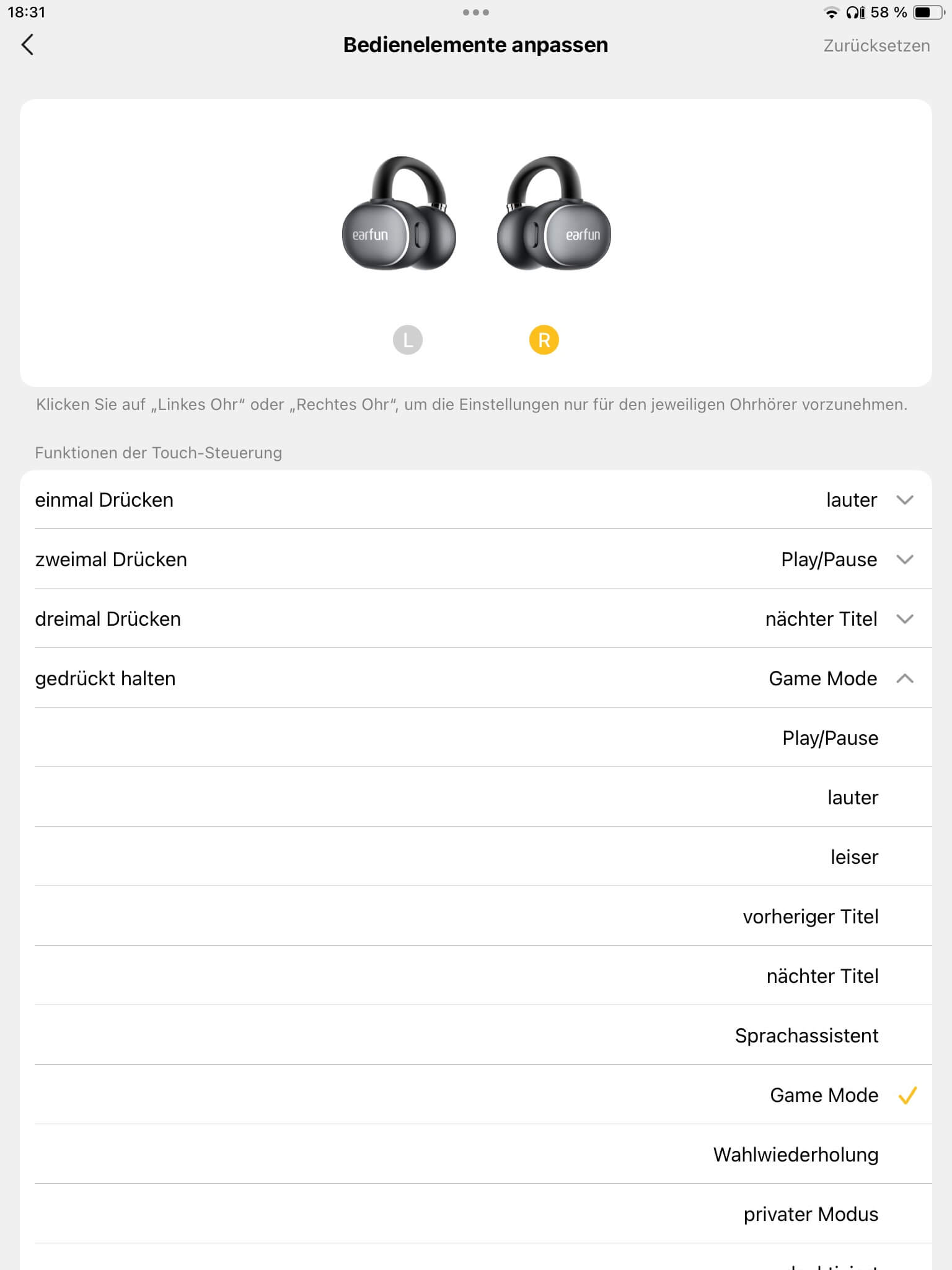 Steuerung II_EarFun Audio App
