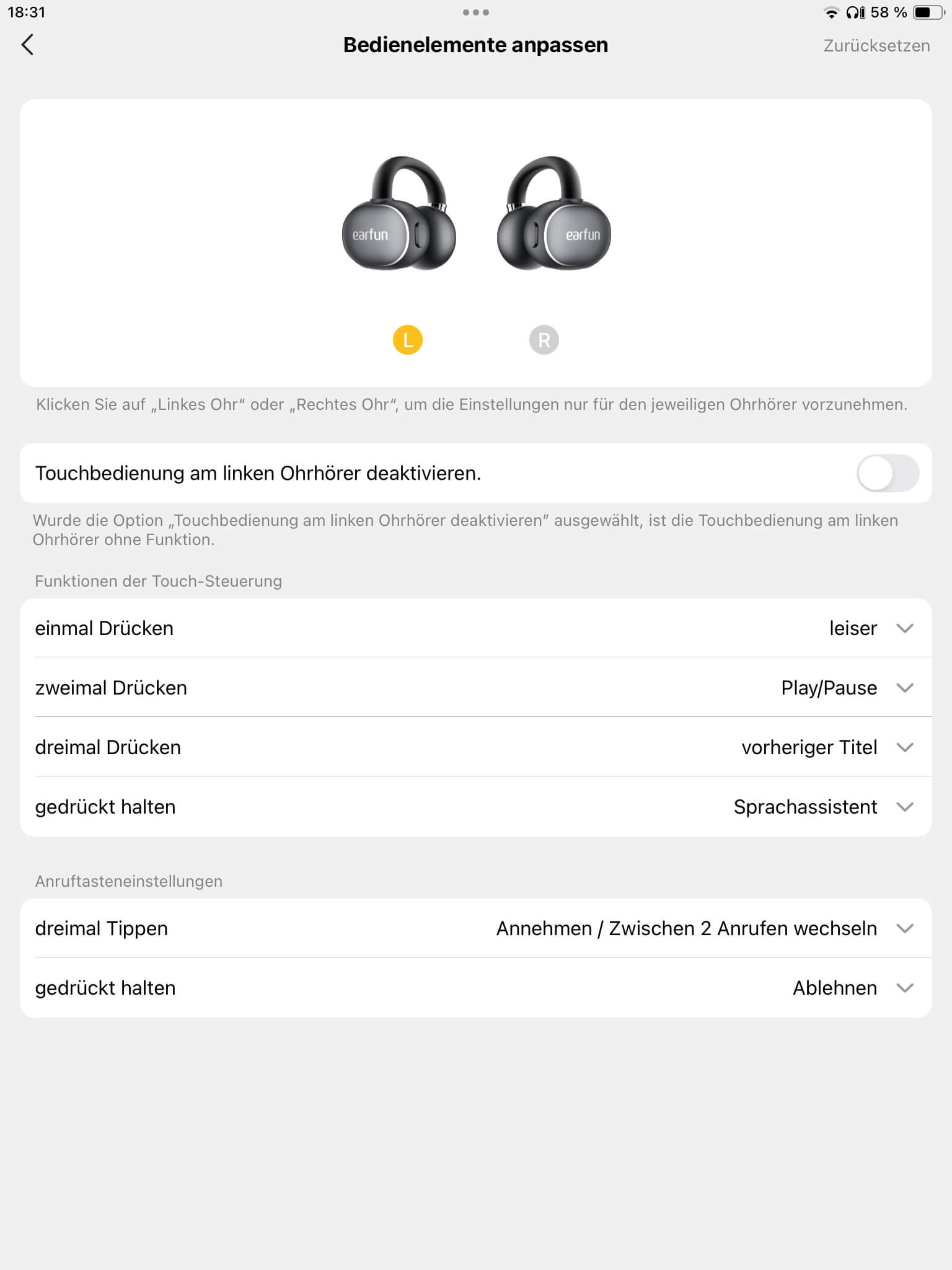 Steuerung I_EarFun Audio App