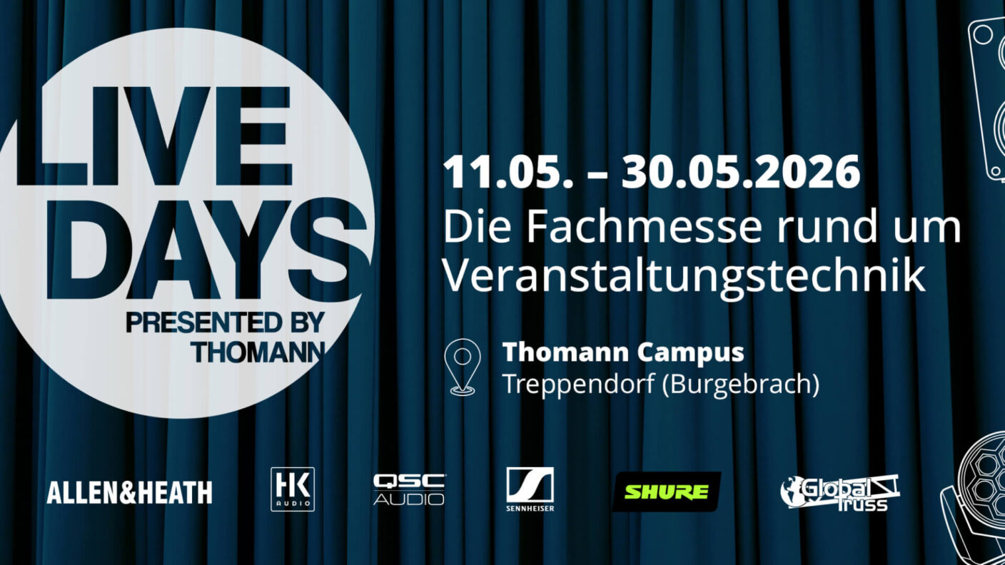 Thomann startet Live Days: Event für Audio-Professionals vom 11. bis 30. Mai 2026 in Treppendorf.