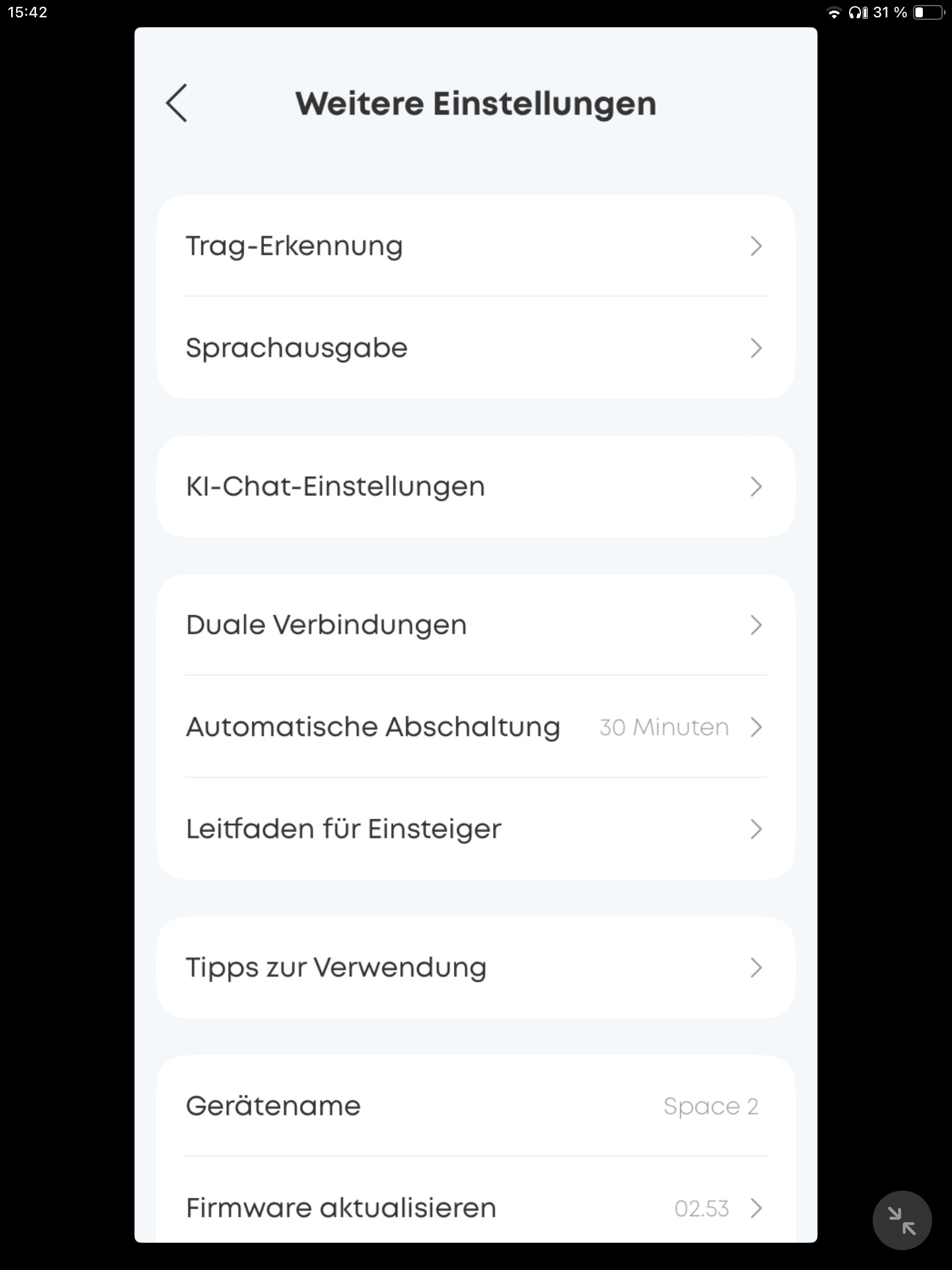 Einstellungen_Soundcore-App
