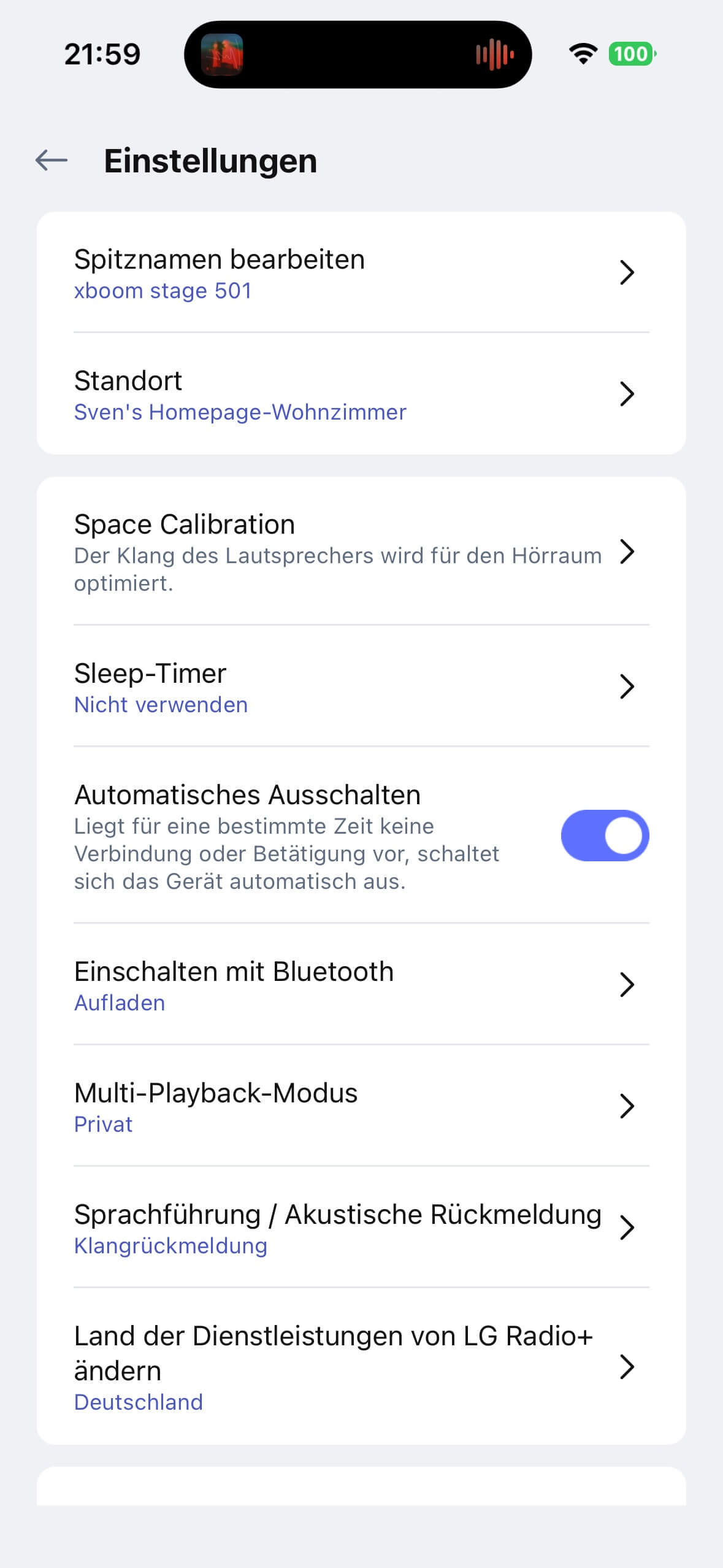 LG xboom Stage 501 App