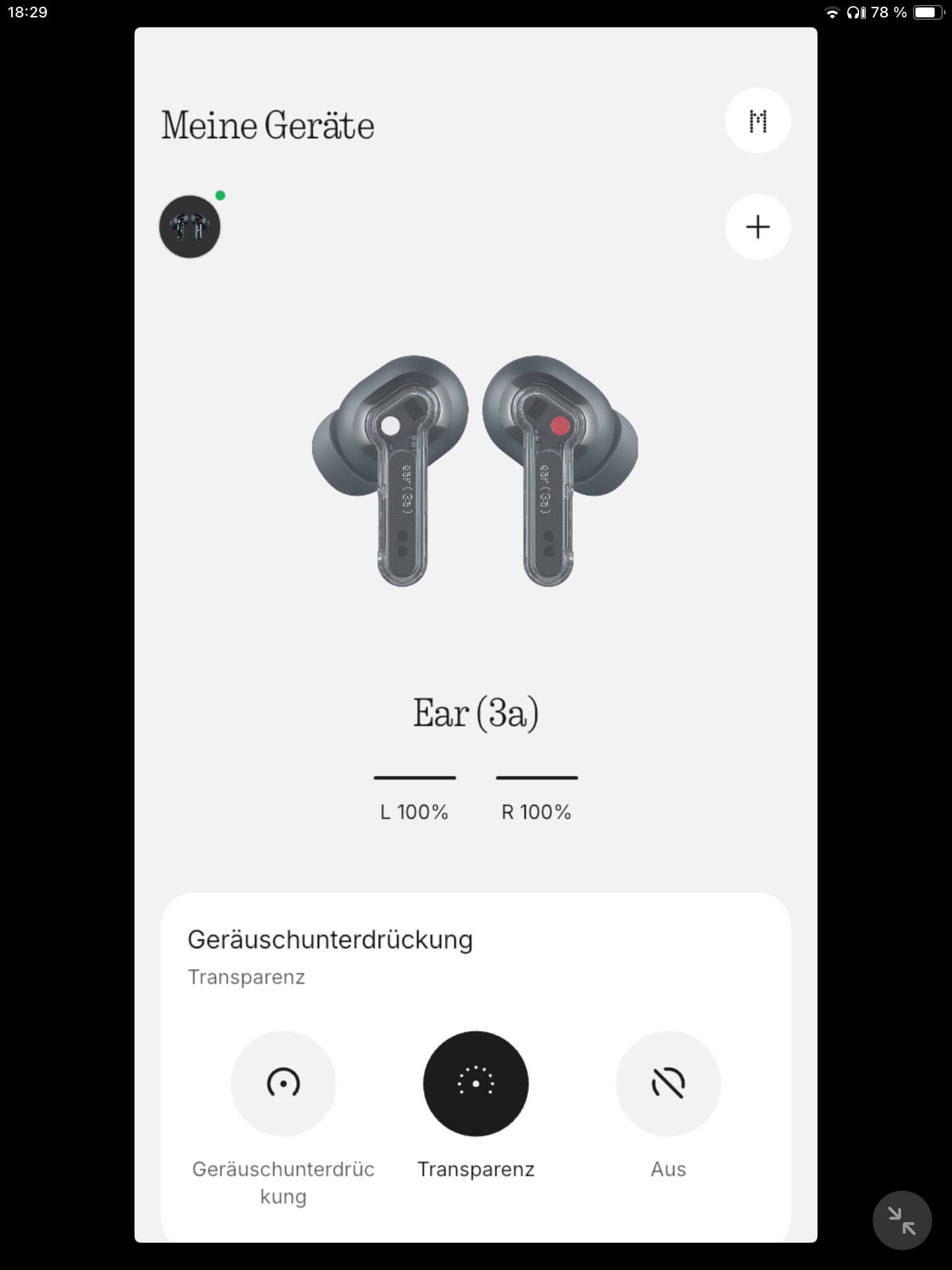 Nothing Ear 3a Transparenzmodus_Nothing X App